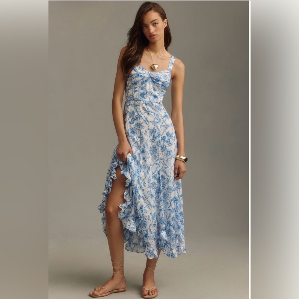 Twist front ruffle dress